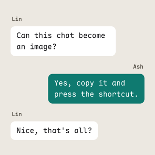 Chat card made from the text on the left.